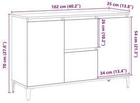 Ραφιέρα Όψη Παλαιού Ξύλου 102x35x70 εκ. Επεξεργασμένο Ξύλο - Καφέ