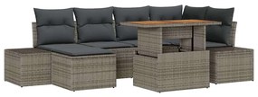 vidaXL Σέτ φαγητού για κήπο με μαξιλάρι 7 pcs Γκρι, Καφέ