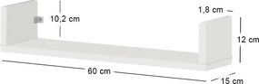 Ραφιέρα τοίχου Dark Megapap 3 τεμαχίων χρώμα λευκό 60x15x12εκ.