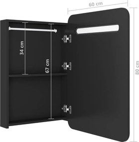 vidaXL Καθρέφτης Μπάνιου με Ντουλάπι / LED Μαύρο 60 x 11 x 80 εκ.