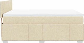 vidaXL Κρεβάτι Boxspring με Στρώμα Κρεμ 140x190 εκ. Υφασμάτινο