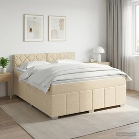 vidaXL Κρεβάτι box spring με στρώμα Κρεμ 160 x 200 cm Ύφασμα