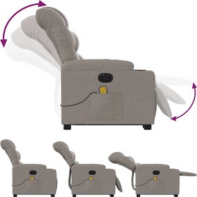 vidaXL Πολυθρόνα Μασάζ Ηλεκτρική Ανακλ.Taupe Υφασμάτινη