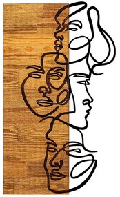 Διακοσμητικό Τοίχου Faces 899SKL2220 30x3x50cm Light Walnut-Black Wallity Μέταλλο,Ξύλο