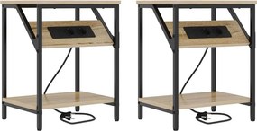 vidaXL Κομοδίνο 2 pcs Δρύς Sonoma 38 x 30 x 48 εκ. Επεξεργασμένο ξύλο