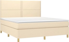 vidaXL Κρεβάτι Boxspring με Στρώμα &amp; LED Κρεμ 180x200 εκ. Υφασμάτινο