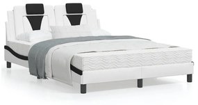 Πλαίσιο Κρεβατιού με LED Λευκό/Μαύρο 120x200εκ. Συνθετικό Δέρμα - Λευκό