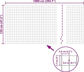 vidaXL Συρματόπλεγμα Γκρι 10 x 1,2 μ. Ατσάλινο