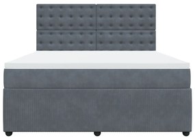 Κρεβάτι Boxspring με Στρώμα Σκούρο Γκρι 180x200 εκ. Βελούδινο - Γκρι