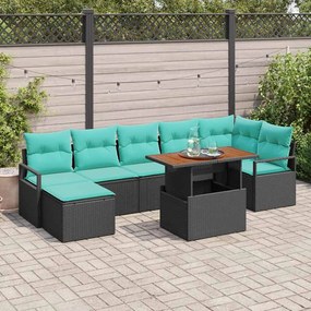 vidaXL Σετ Καναπέ Κήπου 8 pcs Μαύρο και Τυρκουάζ