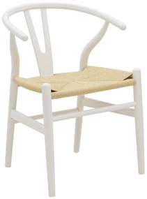 Καρέκλα Wishbone λευκό ξύλο οξιάς-έδρα με σχοινί σε φυσική απόχρωση 53x55x76εκ Υλικό: BEECH WOOD - ROPE 263-000026