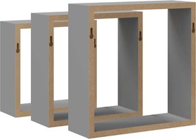 vidaXL Ράφια Κύβοι Τοίχου 3 τεμ. Γκρι από MDF