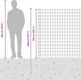 vidaXL Περίφραξη Euro με Στήλη 10 x 1,5 m Γαλβανισμένος Χάλυβας Ασημί
