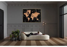 Πίνακας World Map Μαύρος/Χρυσός 150x3,5x100 εκ. - Μπεζ