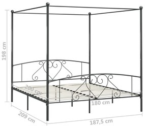 vidaXL Πλαίσιο Κρεβατιού με Ουρανό Γκρι 180 x 200 εκ. Μεταλλικό