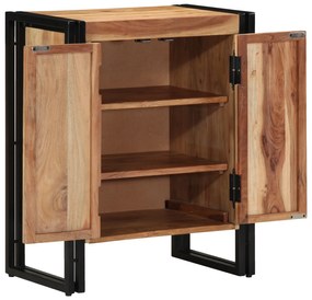vidaXL Ντουλάπα Παπουτσιών  Μαύρη 30x30x40 εκ από Μασίφ Ξύλο Ακακίας και Ατσάλι