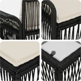vidaXL Σετ Καναπέ Κήπου 7 pcs Μαύρο συνθετικό ρατάν