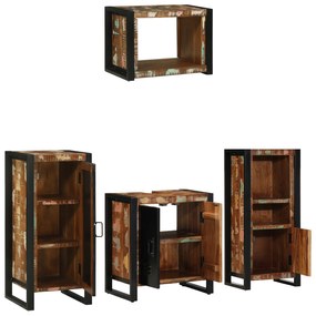 vidaXL Σετ Επίπλων Μπάνιου 4 pcs Πολύχρωμο Στερεό ανακτημένο ξύλο