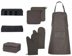 Πετσέτες 15Τεμ Γάντια Φούρνου&amp;Πιάστρες Κατσαρόλας Μαύρο Βαμβάκι