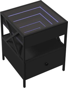 vidaXL Κομοδίνο Άπειρο Φως LED Μαύρο 40x40x51 εκ.