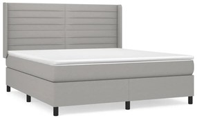 Κρεβάτι Boxspring με Στρώμα Αν. Πράσινο 160x200εκ Υφασμάτινο - Γκρι