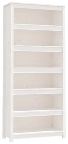 vidaXL Βιβλιοθήκη Λευκή 80x35x183 εκ. από Μασίφ Ξύλο Πεύκου