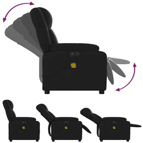 vidaXL Πολυθρόνα Μασάζ Ανακλινόμενη Ηλεκτρική Μαύρη Συνθετικό Δέρμα