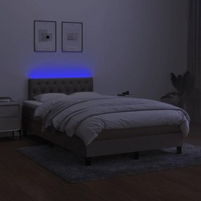 vidaXL Κρεβάτι Boxspring με Στρώμα &amp; LED Taupe 120x190 εκ. Υφασμάτινο