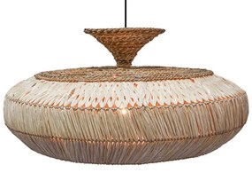 Lafrene Inart sisal ceiling lamp in natural color D90x43cm 90x90x193 εκ.