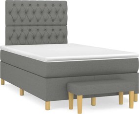 vidaXL Κρεβάτι Boxspring με Στρώμα Σκούρο Γκρι 120x190 εκ Υφασμάτινο