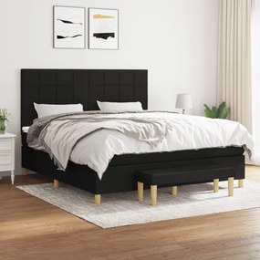 Κρεβάτι Boxspring με Στρώμα Μαύρο 160x200 εκ. Υφασμάτινο - Μαύρο