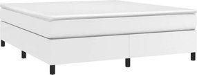 vidaXL Κρεβάτι Boxspring με Στρώμα Λευκό 180x200 εκ. Συνθετικό Δέρμα