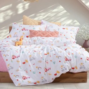 Σεντόνια Παιδικά Happy Today (Σετ 3τμχ) White-Pink Nef-Nef Homeware Single 170x260cm 100% Cotton