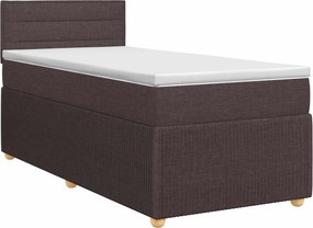 vidaXL Κρεβάτι box spring με στρώμα Σκούρο Καφέ 90 x 200 cm Ύφασμα
