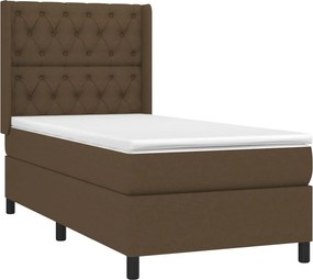 vidaXL Κρεβάτι Boxspring με Στρώμα Σκούρο Καφέ 80x200 εκ. Υφασμάτινο
