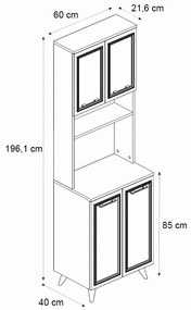Έπιπλο κουζίνας Potter 2 Megapap χρώμα λευκό - rota oak 60x40x196,1εκ.