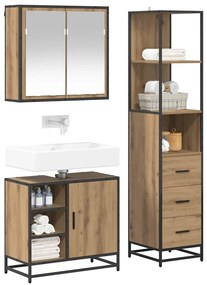 vidaXL Σετ Επίπλων Μπάνιου 3 pcs Artisan Oak Επεξεργασμένο ξύλο