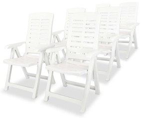 275068 vidaXL Καρέκλες Κήπου Ανακλινόμενες 6 τεμ. Λευκές Πλαστικές Λευκό, 1 Τεμάχιο