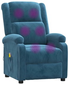 vidaXL Πολυθρόνα Μασάζ Μπλε Βελούδινη