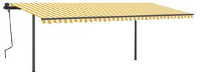 vidaXL Τέντα Αυτόματη με LED & Αισθητήρα Ανέμου Κίτρινη/Λευκή 6 x 3 μ.