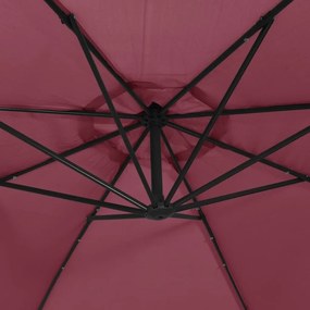 Ομπρέλα Κρεμαστή Μπορντό με Ατσάλινο Ιστό και Φωτισμό LED - Κόκκινο