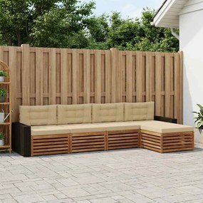 vidaXL Σειρά Καναπέ Εξωτερικού 5 pcs Φυσικό και Μπεζ Πολυεστέρας