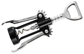 Τιρμπουσόν Fackelmann 49781, 16 cm, 2 σε 1, Μοχλός, Μπύρα και κρασί, Μαύρο/Ασημί
