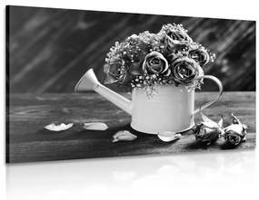 Εικόνα ενός τριαντάφυλλου σε μια κούπα σε μαύρο & άσπρο - 60x40