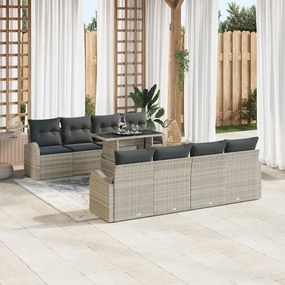 vidaXL Σετ Καναπέ Κήπου 9 pcs Ανοιχτό γκρι 100 x 55 x 73 εκ.