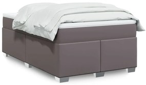 vidaXL Κρεβάτι Boxspring με Στρώμα Γκρι 120x200εκ. από Συνθετικό Δέρμα