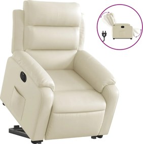vidaXL Πολυθρόνα Ηλεκτρ. Ανακλινόμενη με Ανύψωση Κρεμ Συνθ.Δέρμα