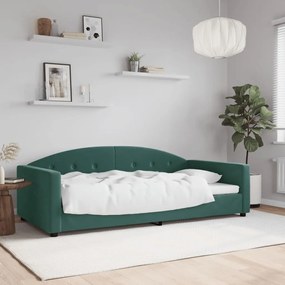 Καναπές Κρεβάτι Σκούρο Πράσινο 100 x 200 εκ. Βελούδινος - Πράσινο