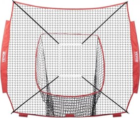 VEVOR 7x7 ft Baseball Softball Practice Net, Portable Baseball Training Net for Hitting Batting Catching Pitching, Backstop Baseball Equipment Training Aids with Strike Zone(Net Only, Without Support Frame)