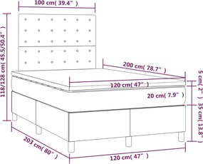 vidaXL Κρεβάτι Boxspring με Στρώμα Μαύρο 120 x 200 εκ. Βελούδινο